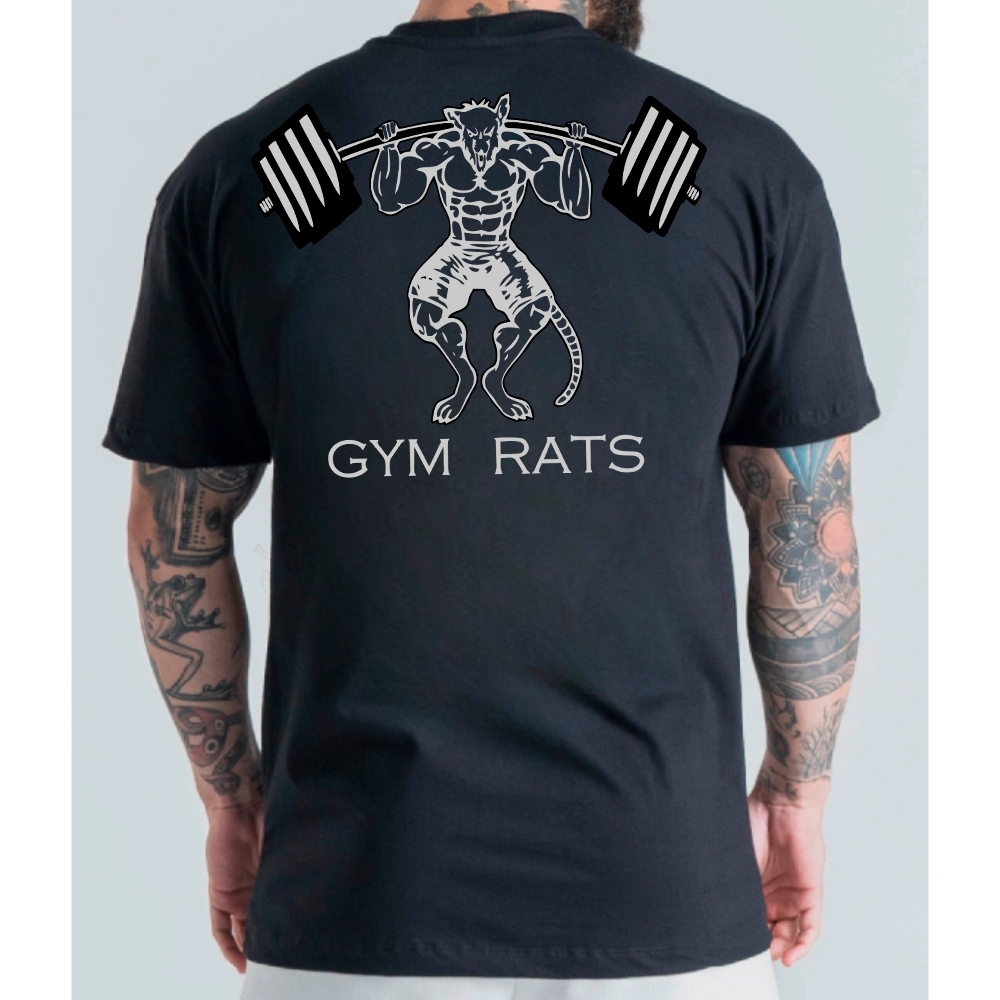 Camiseta Oversized Premium Estampa Rato Maromba Gym Rats Blusão 100% Algodão 30.1 Treino Academia