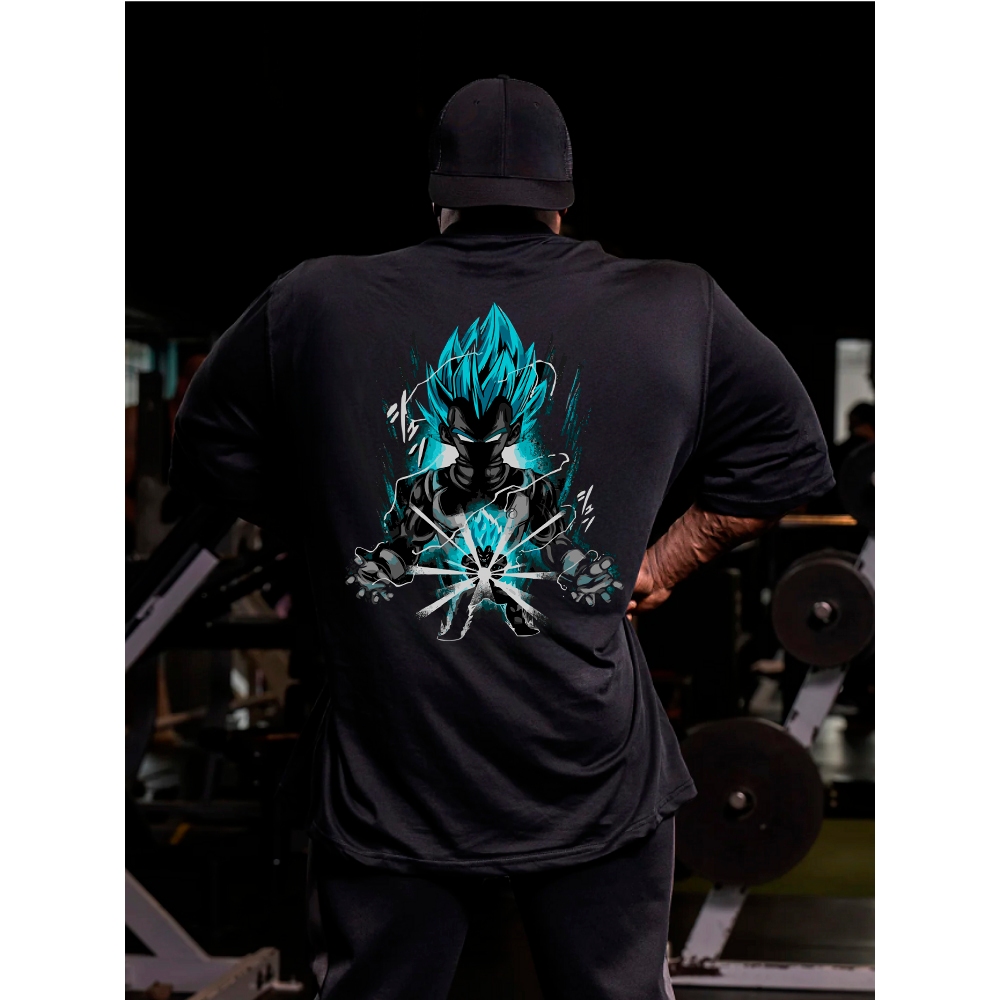 Camiseta Oversized Premium Estampa Anime Vegeta Blusão 100% Algodão Confortavel Academia Maromba