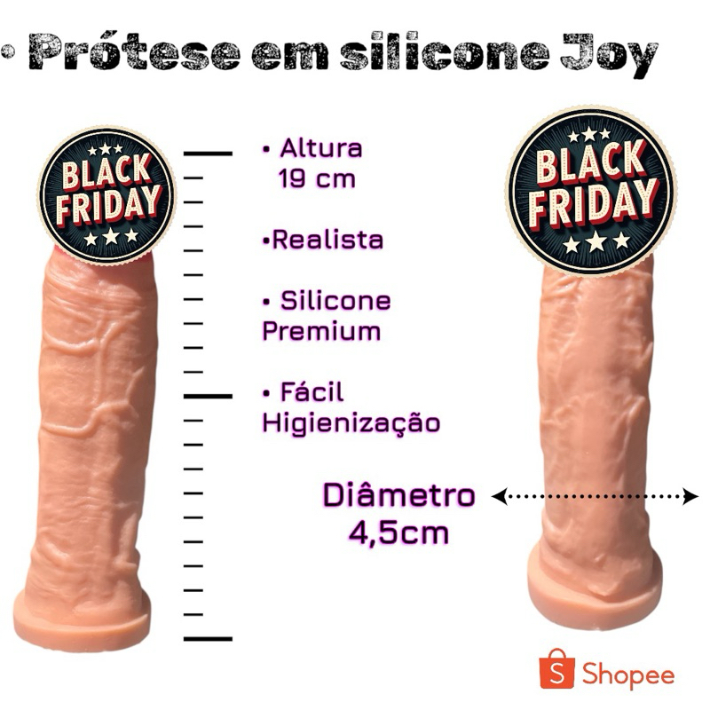 Pênis Realístico "Joy" - Prótese Peniana/Dildo/Consolo/Silicone/Pênis/Pinto em Oferta na Shopee