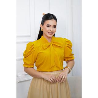 Blusa Feminina Emily Gola Laço Manga Curta Princesa Moda Evangélica em Oferta na Shopee