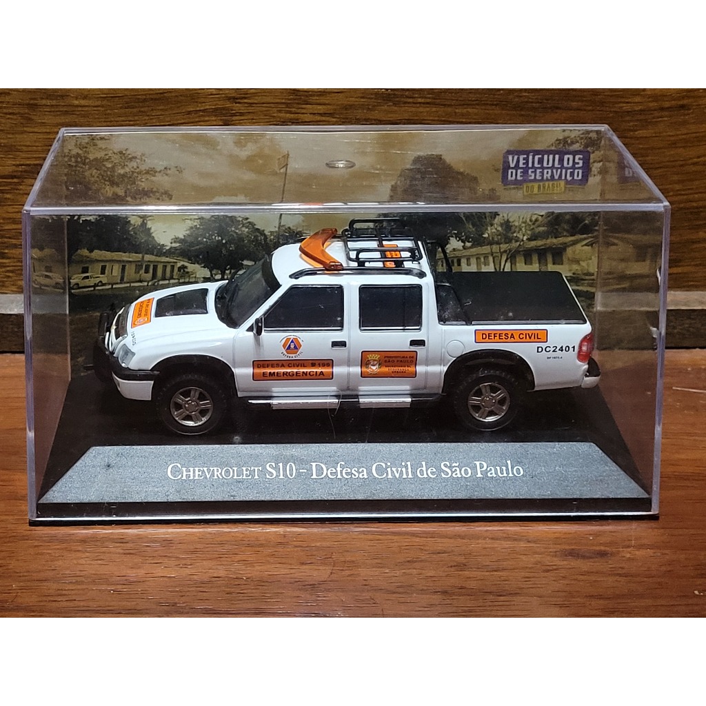 Chevrolet S10 - Defesa Civil de São Paulo - Coleção Veículos de Serviço do Brasil - Carrinho Miniatura 1/43