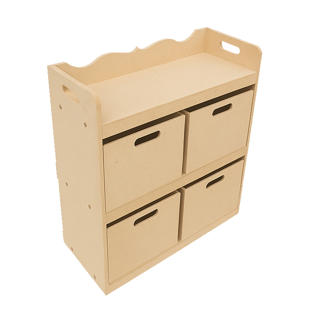 Organizador em MDF Cru para Brinquedos – 4 Gavetas Estilo Montessori em Oferta na Shopee