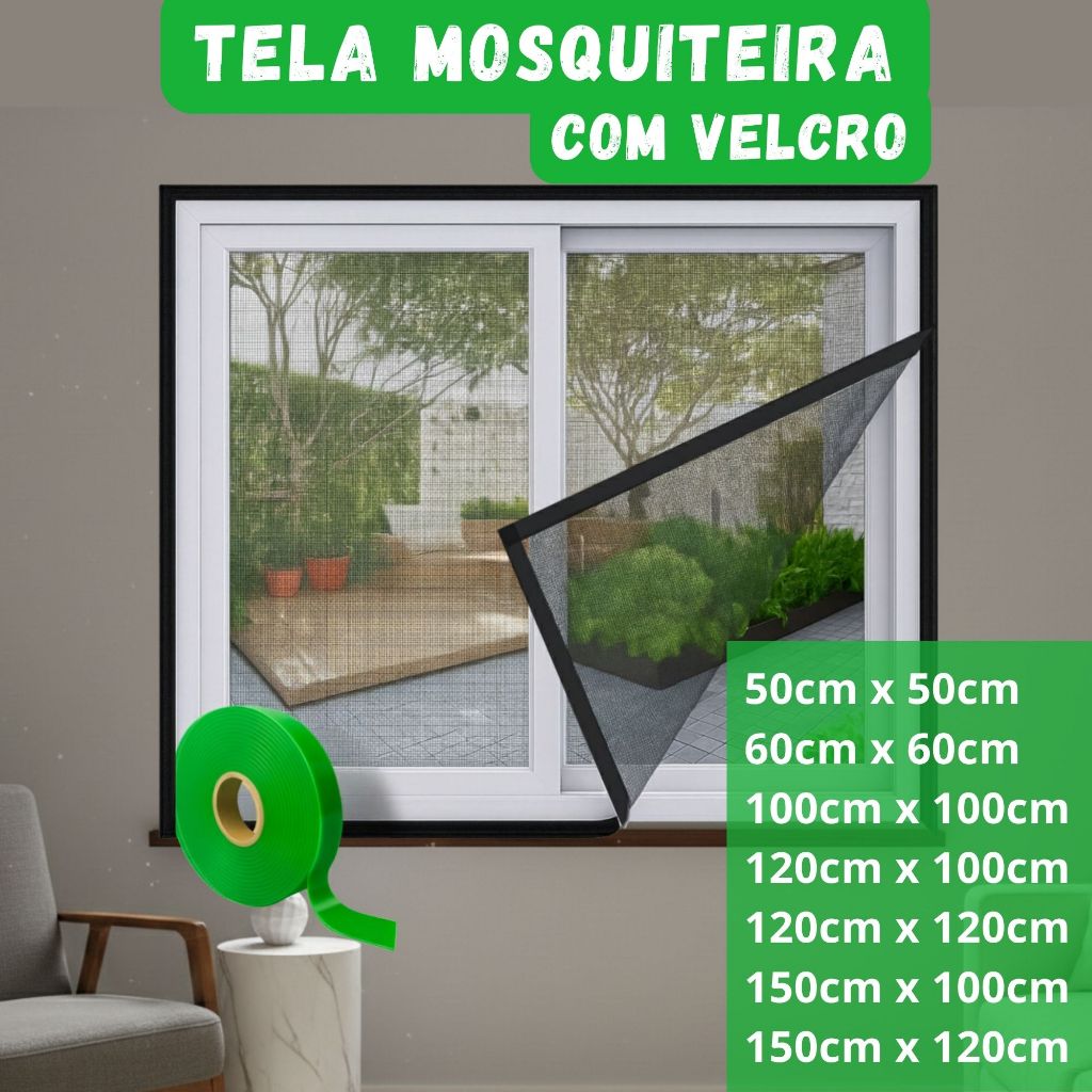 Tela Mosquiteira em Fibra de Vidro com Velcro  Para Janelas Resistente em Oferta na Shopee