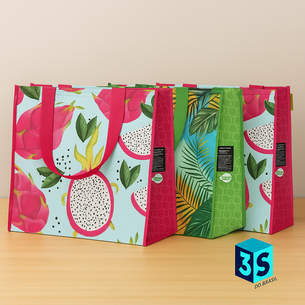 KIT C/3 Sacolas De Ráfia Ecológica Retornável Ecobag 40x35x22 cm em Oferta na Shopee