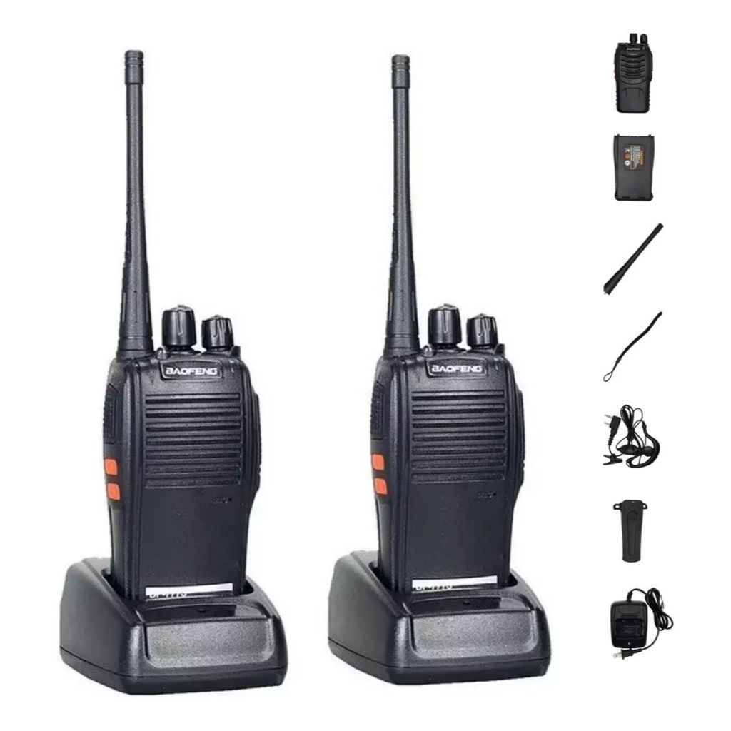 Kit 2 Radio Comunicador Baofeng 12km Walk Talk 16 Canais BF-777S Two-Way Radio