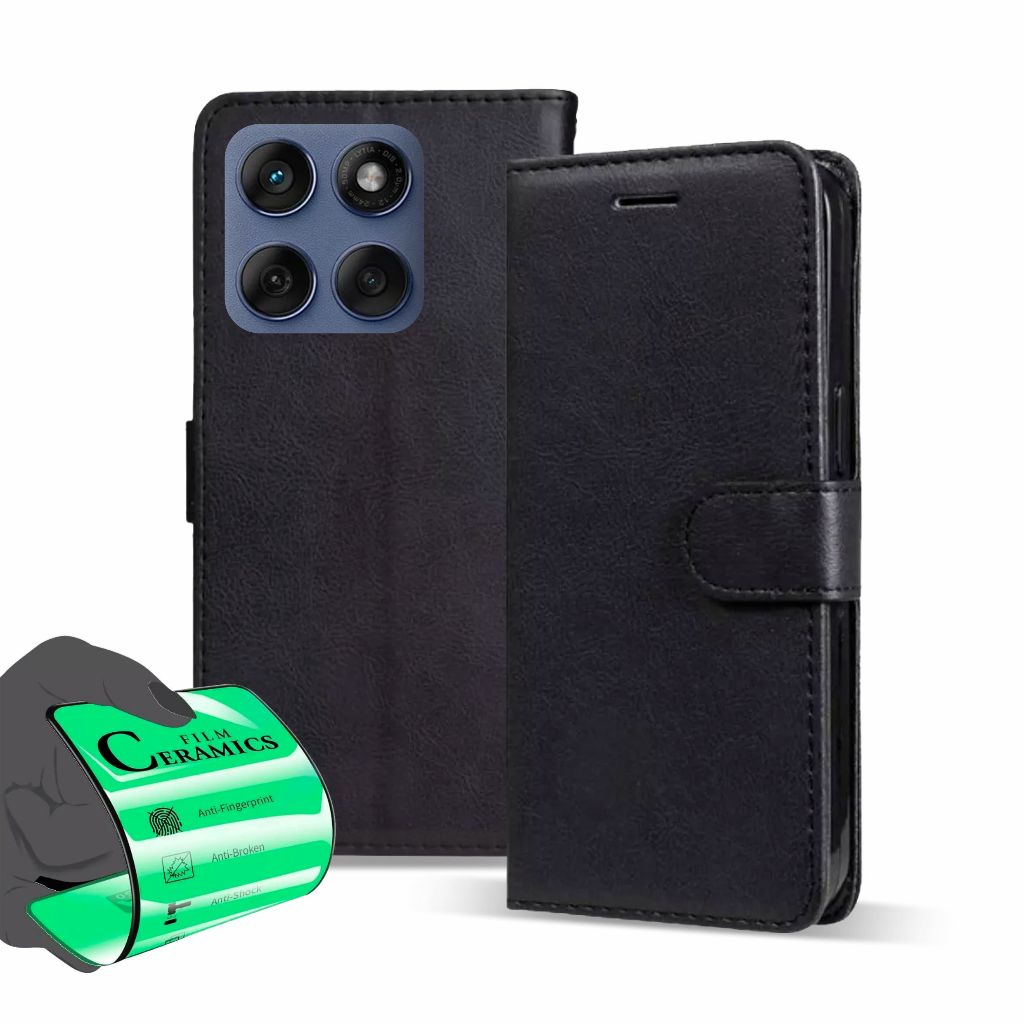 Capa Capinha Carteira Flip + Película Para Motorola Edge 60 Pro