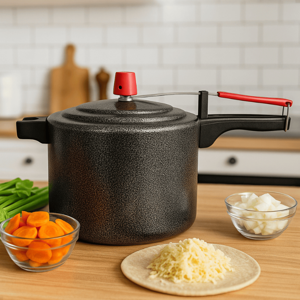 Panela de Pressão Alumino Preto Craqueado Fechamento Interno 4,5 Litros