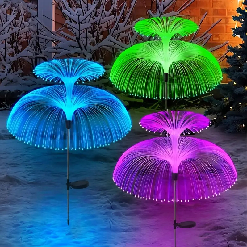 Luminaria Solar Fibra Otica Enfeite Para Jardim Flores de Led Ao Ar Livre de Decoração 7 Cores
