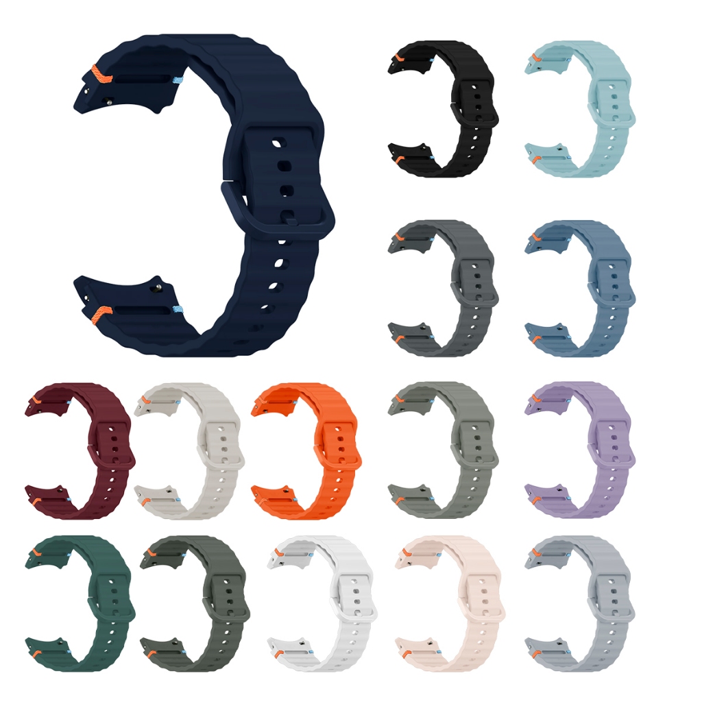 Pulseira para Galaxy Watch 4 5 6 7 FE Silicone Ondas Sport