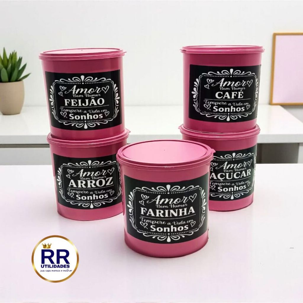 JOGO DE POTES PARA MANTIMENTOS 5 PEÇAS