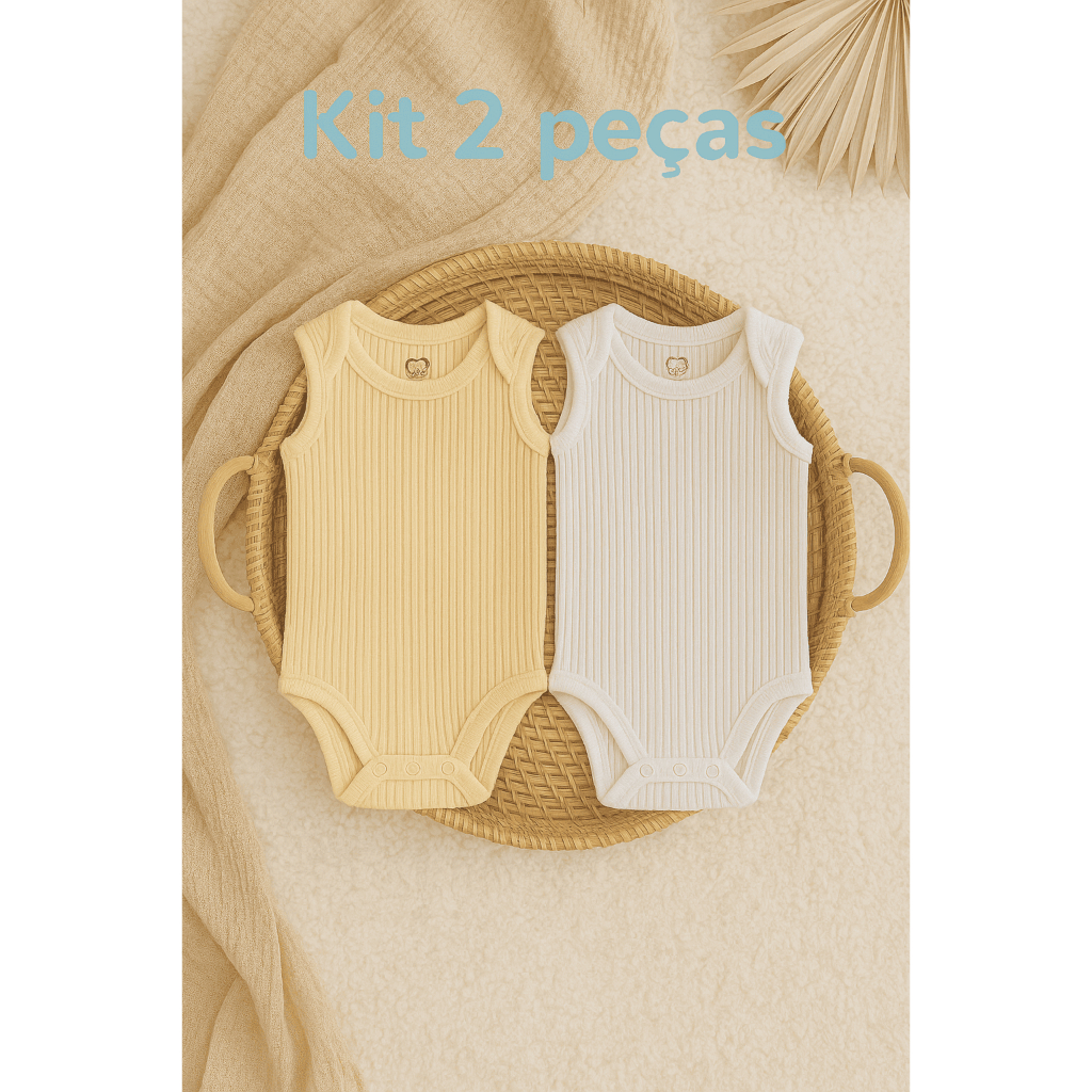 Kit 2 Body Regata Bebê Tecido Canelado Algodão  – Roupinhas para Verão Bebê RN em Oferta na Shopee