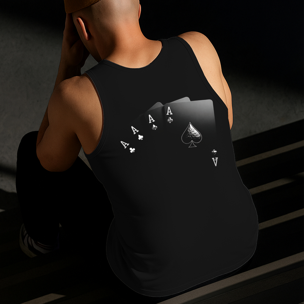 Camiseta Regata Masculina Estampada Cartas Invisíveis Algodão Estilo Conforto Diário Do Tamanho P GG