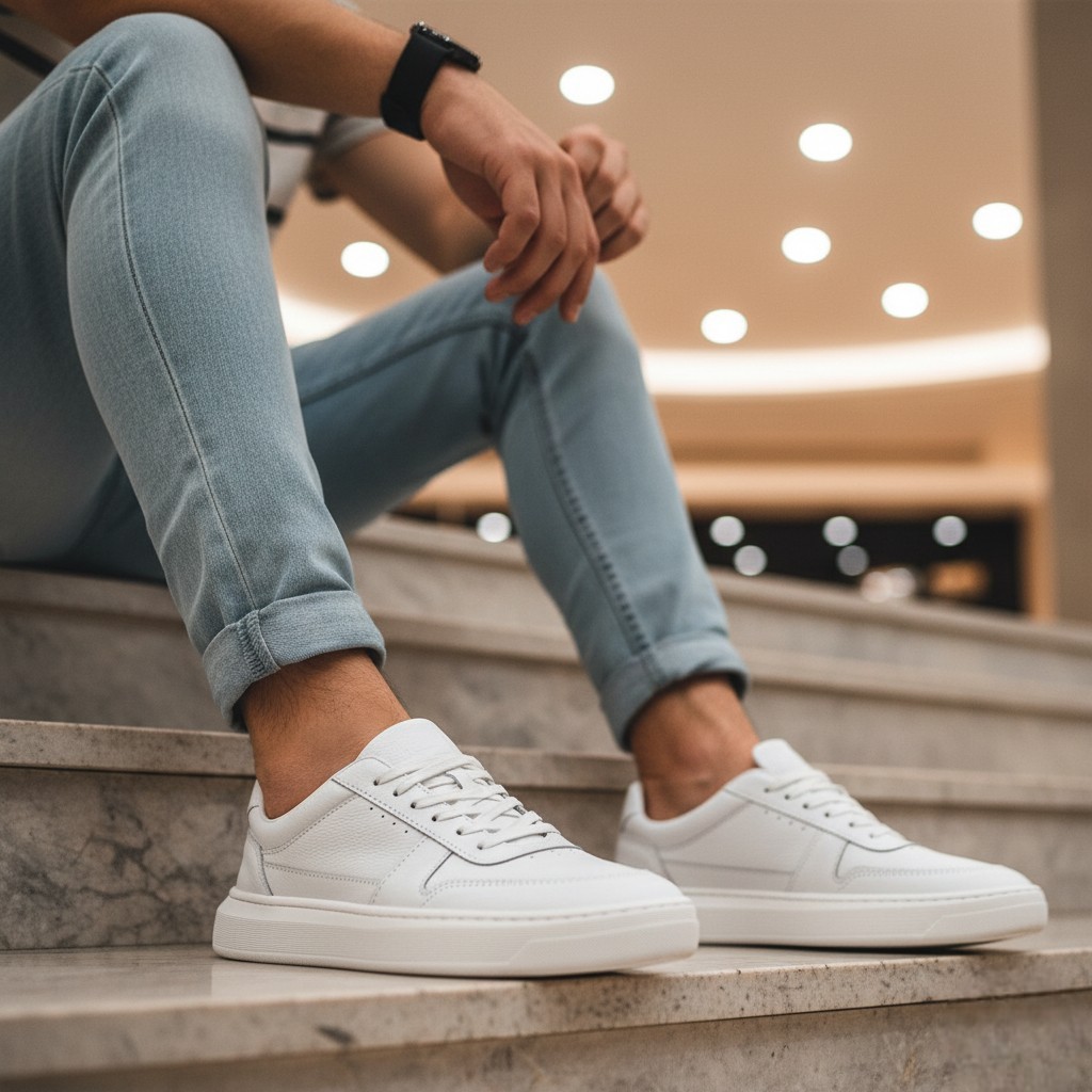 Tênis Masculino em Couro Legítimo Casual Super Confortável Dia a Dia