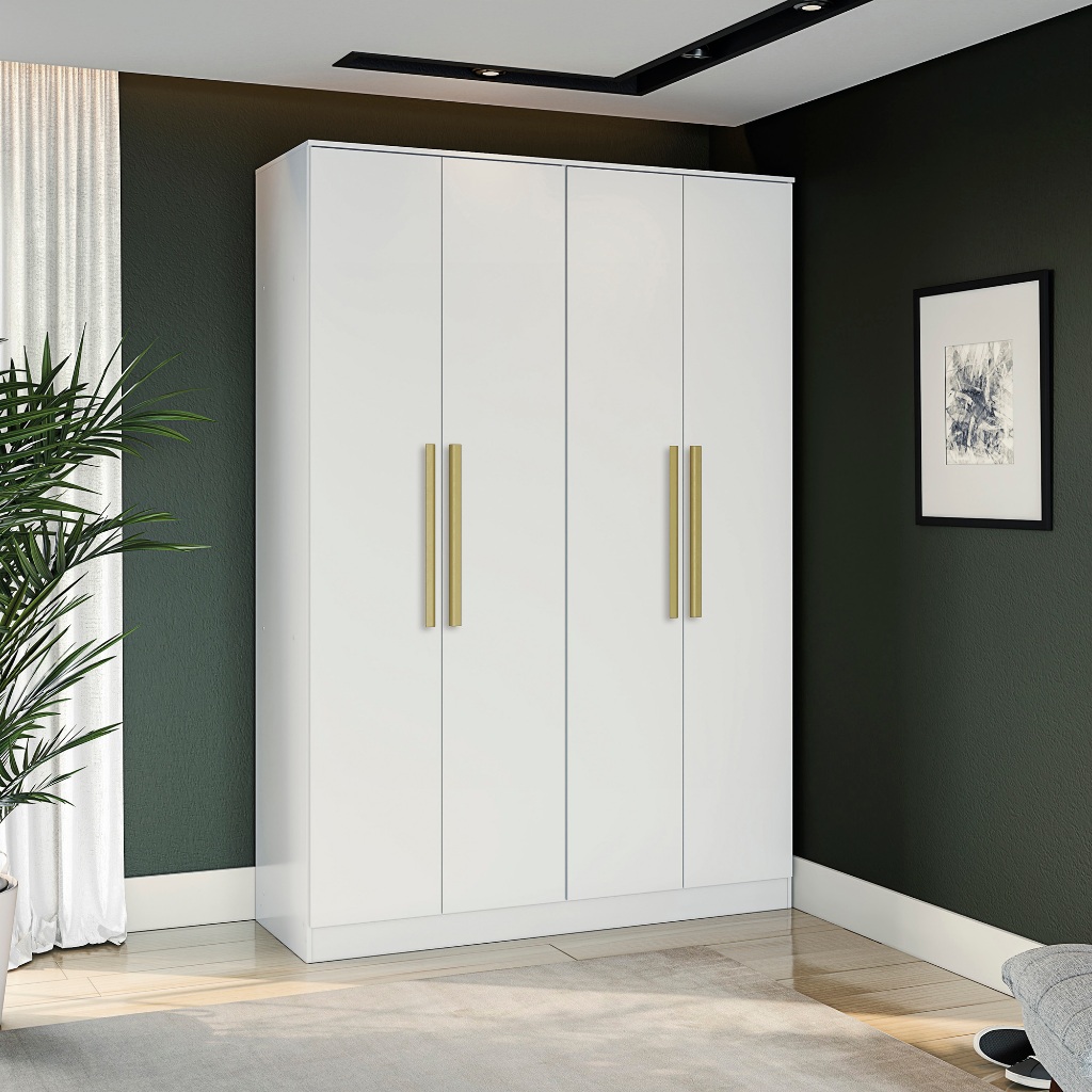 Guarda-Roupa 4 Portas 2 Gavetas  Kappesberg Adapt Branco em Oferta na Shopee