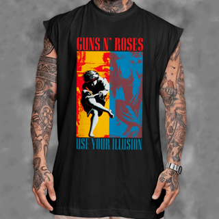 Camiseta Regata Machão Homem Oversized Academia Guns Roses Rock Album Gym Treino Algodão Masculino em Oferta na Shopee