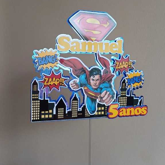 Topo de Bolo Personalizado SUPERMAN-Papelaria Personalizada- Festa Infantil- Pronta Entrega-Lembrancinha Personalizada