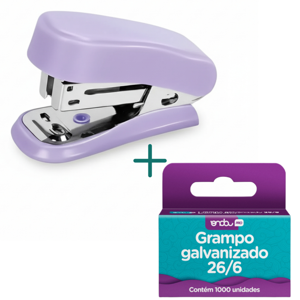 Mini Grampeador + 1000 Grampos 12 Folhas Tons Pasteis Onda Pro em Oferta na Shopee