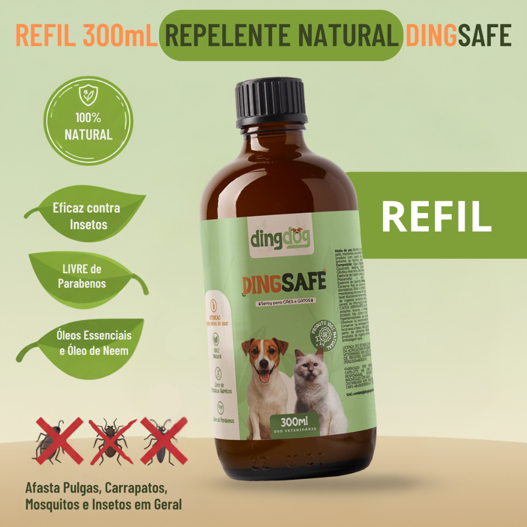 Refil Spray Anti Mosquito e Insetos Ding Dog 100% Natural 300mL em Oferta na Shopee