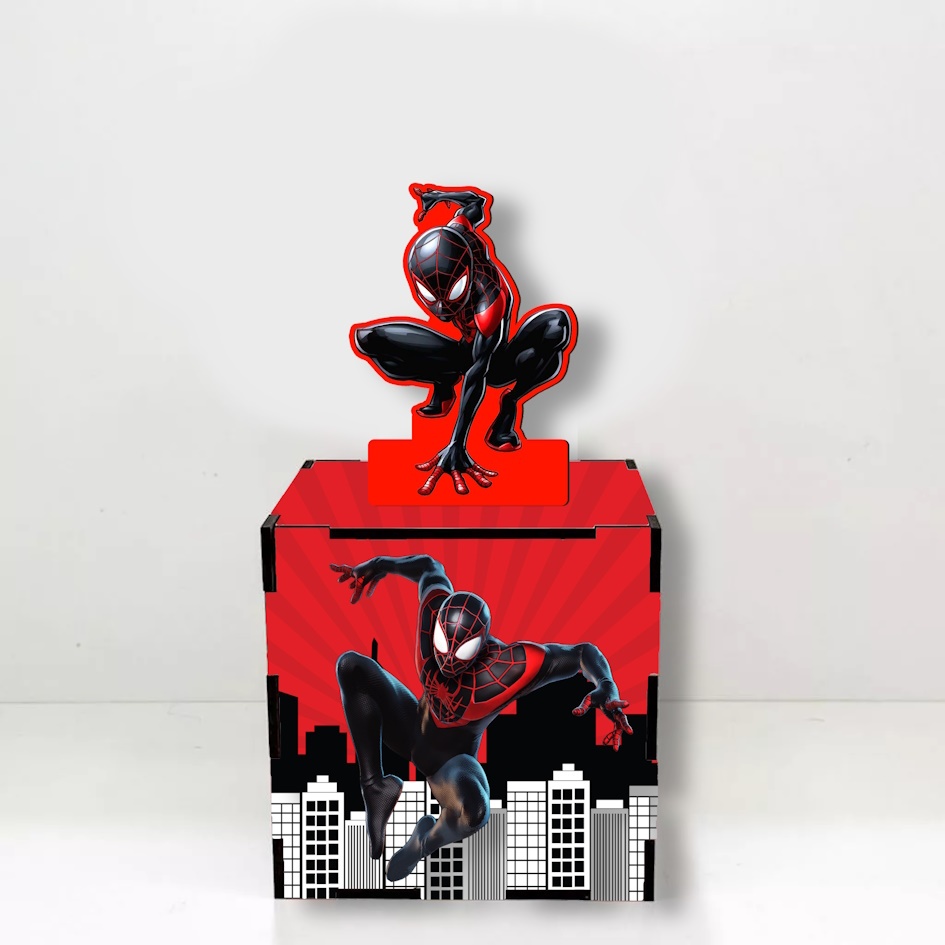 Homem aranha miles morales , centro de mesa caixa em MDF . lembrancinha aniversário