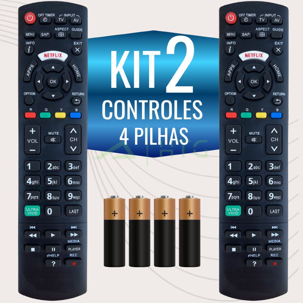 Kit Controle Remoto Para Tv Panasonic Smart Viera Tecla Netflix