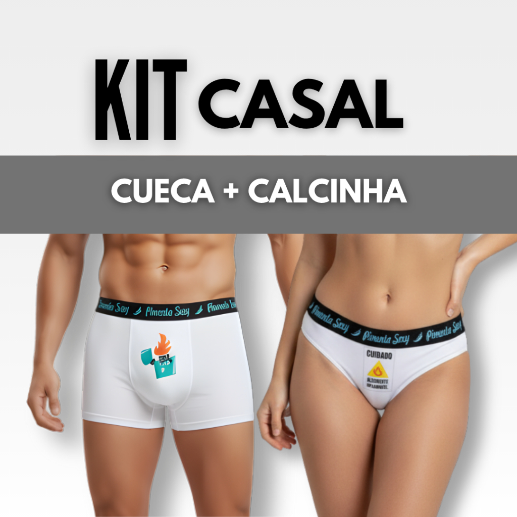 KIT CUECA E CALCINHA BRANCO COMBINADINHOS CASAL NAMORADOS NOIVO MARIDO AMANTE BRINCADEIRAS PICANTES