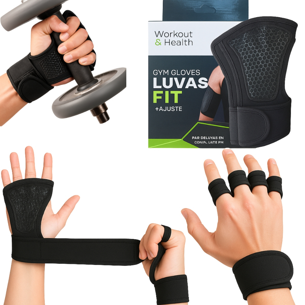 Luvas MB Fit para Treino Academia Crossfit Calistenia Musculação com Munhequeira