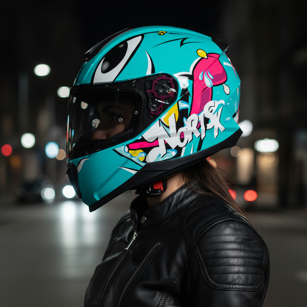 NORISK FAB CAPACETE RAZOR MAD BLUE AZUL BRILHANTE MOTO MOTOCICLISTA FEMININO UNISSEX