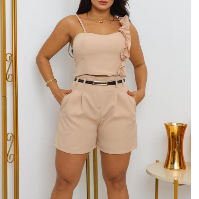 CONJUNTO FEMENINO CURTO ALFAIATARIA ELEGANTE CHIQUE M 38 G 40 GG 42 em Oferta na Shopee