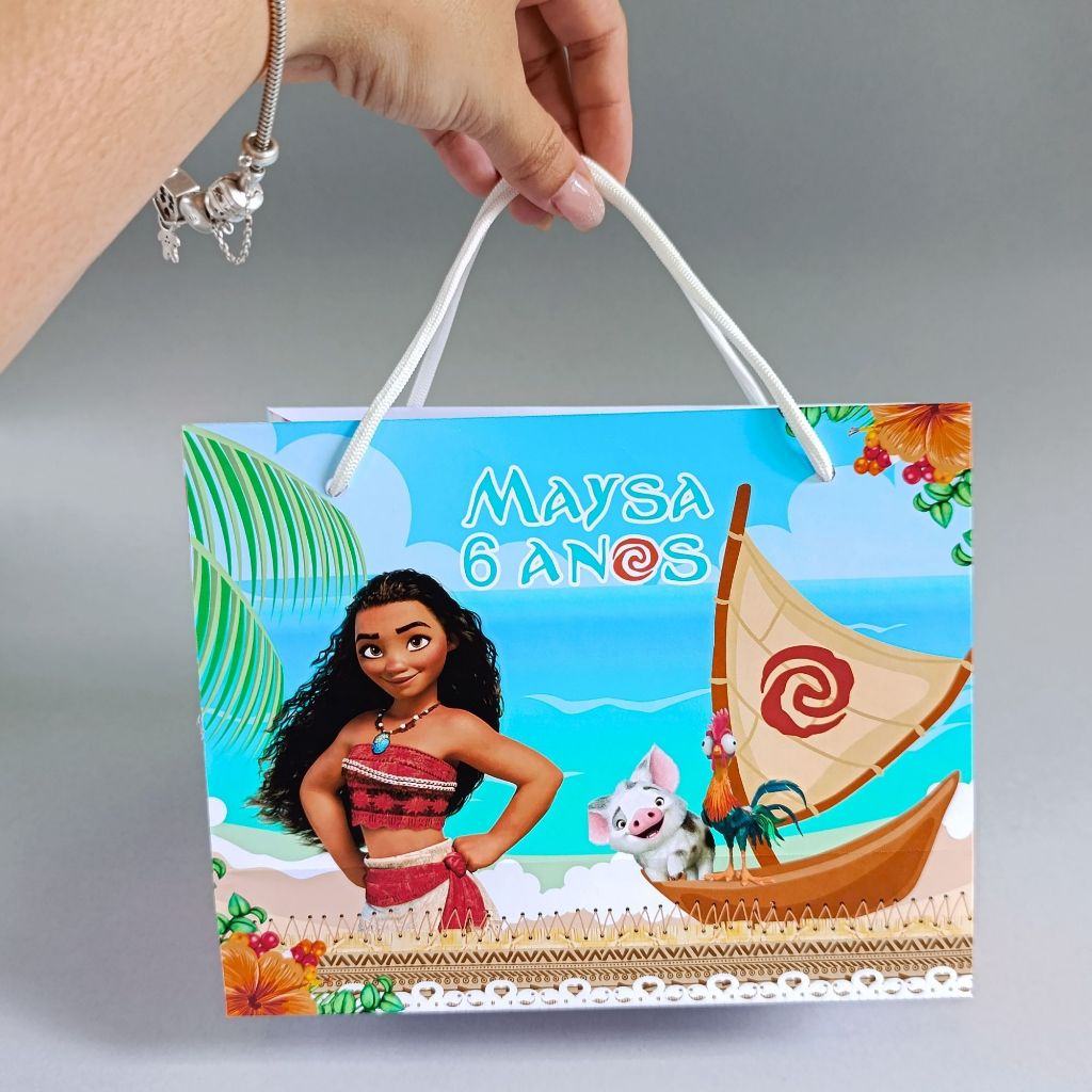 Sacolinha Personalizada Moana/Sacolinha Moana para Lembrancinha/Festa Infantil Personalizada