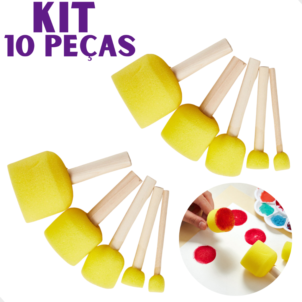 kit 10 Pincel Batedor de Espuma Para Pintura em Oferta na Shopee