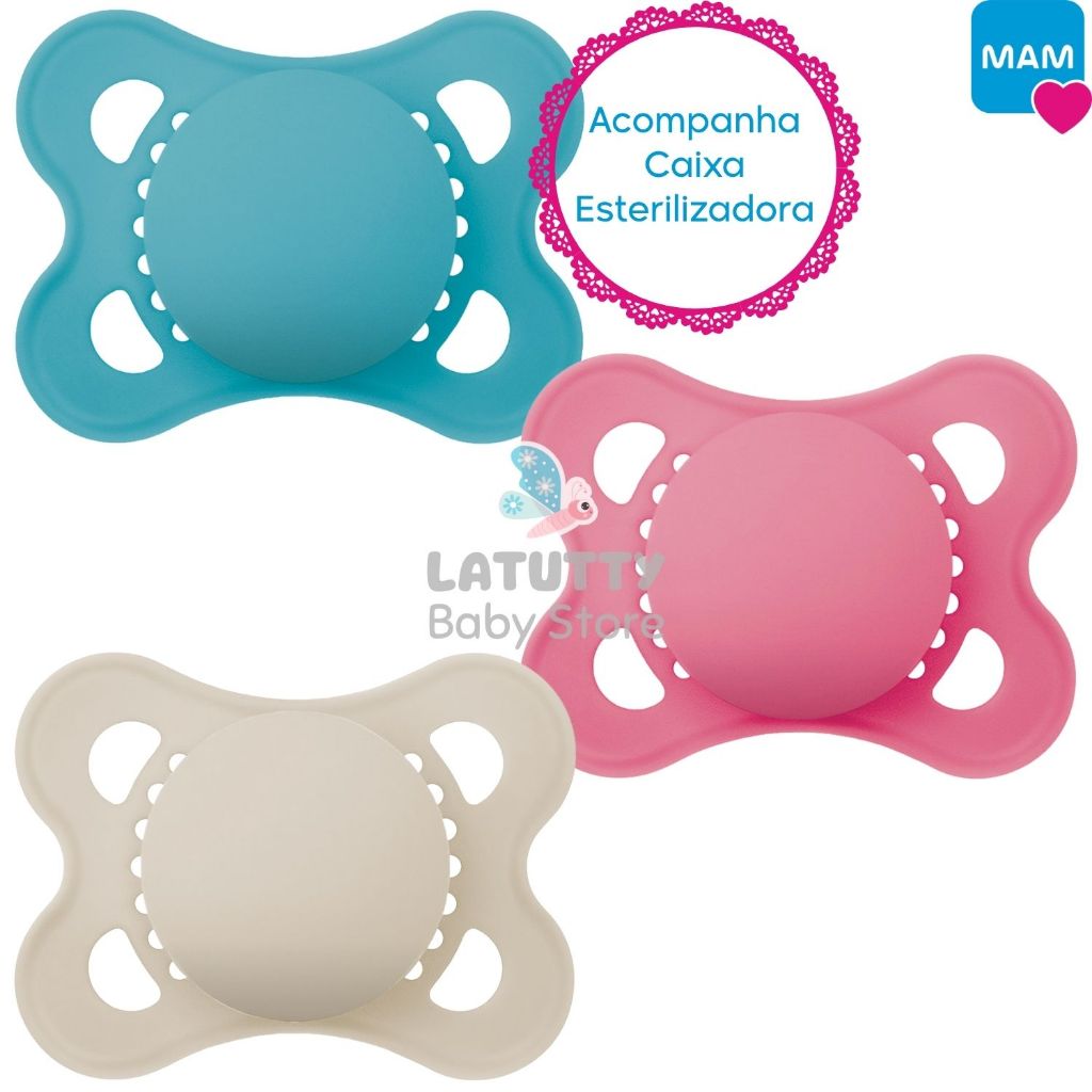 Chupeta MAM 0-6 Meses Original Menino Menina Acompanha Caixinha para Esterilizar Bico Silicone em Oferta na Shopee