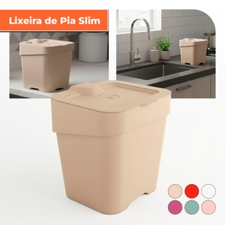 Lixeirinha Lixeira de Pia Cozinha Banheiro 2,5L Esconde Sacola Basculante Saco do Lixo