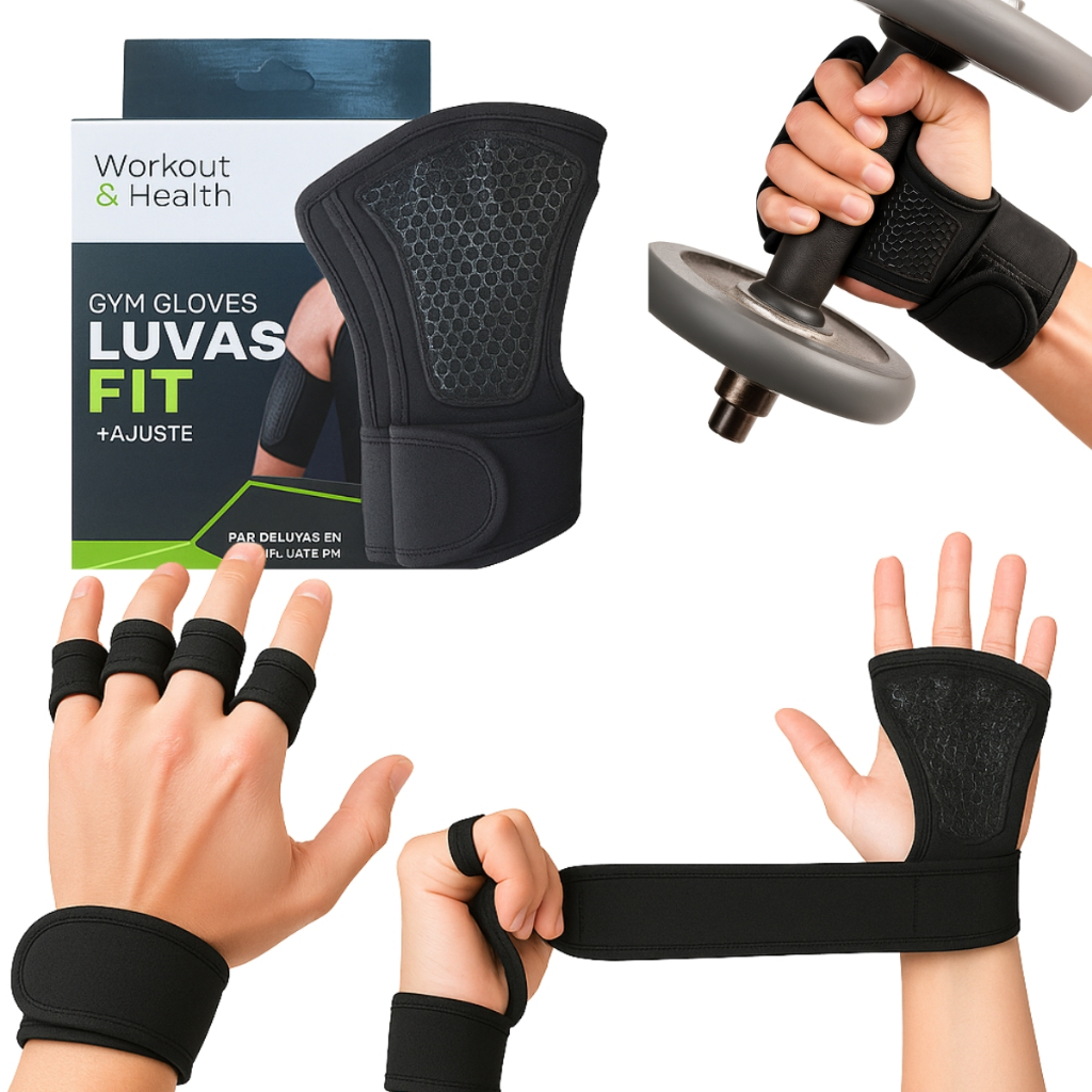 Luvas de Academia Fit com Munhequeira MB Fit para Treino Crossfit e Musculação