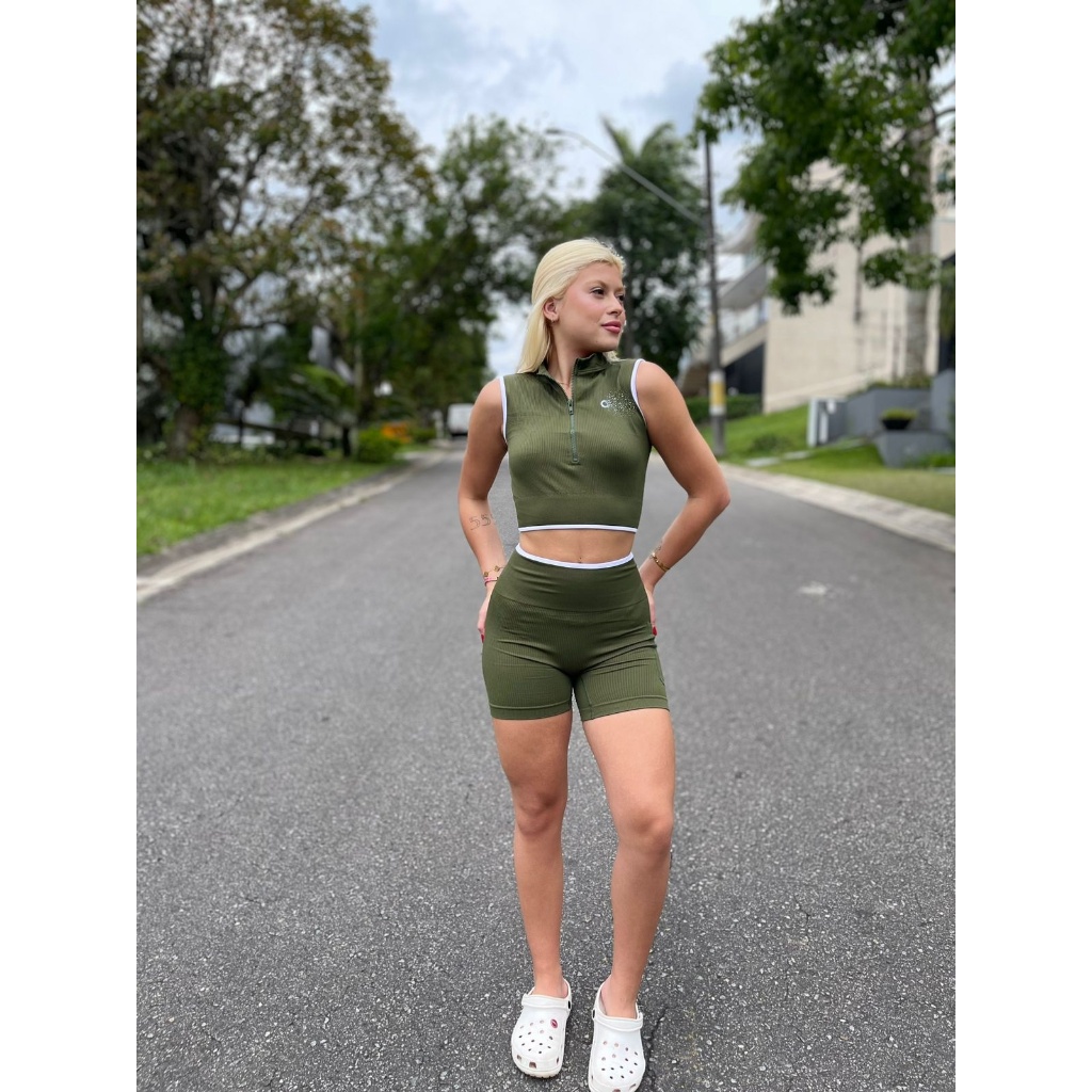 Conjunto Academia Shorts e Top ALLO fitness ginastica feminino confortavel zero transparencia