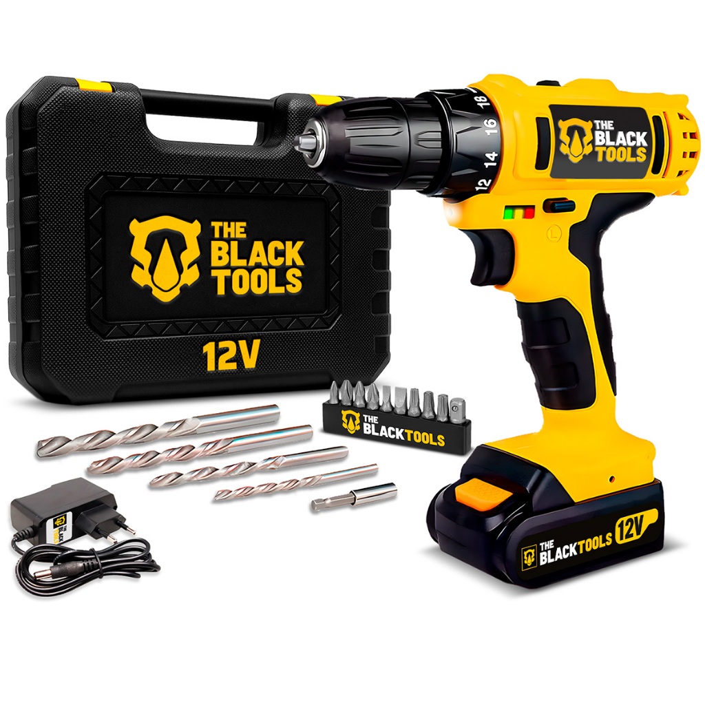 Furadeira E Parafusadeira Bateria 12v 10mm Bivolt Com Maleta E Acessórios Amarelo 50/60hz em Oferta na Shopee