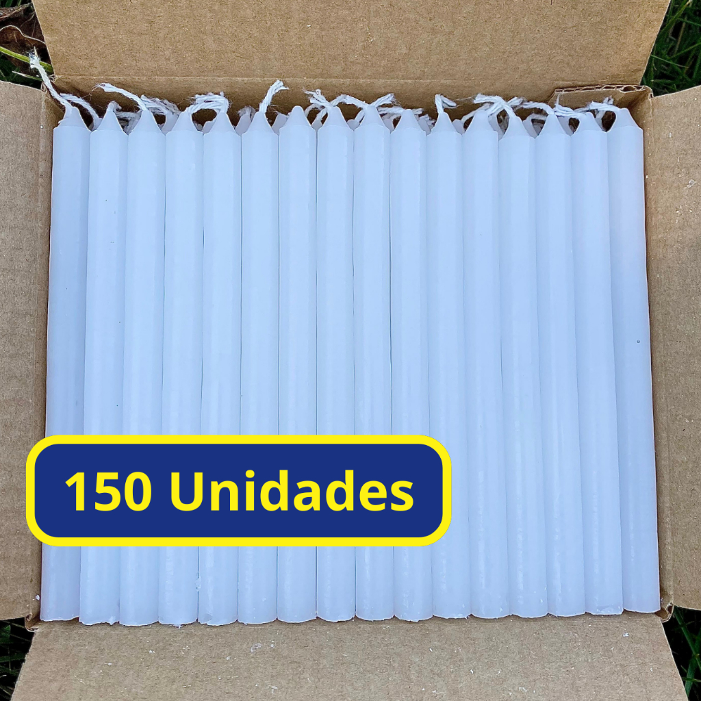 Kit 150 Velas Palito Branca 16cm Parafina Pura Atacado Promoção