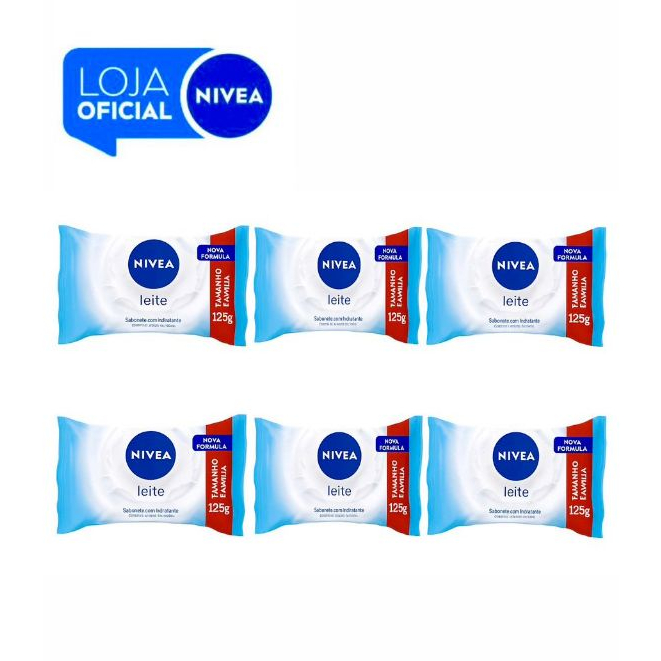KIT NIVEA Sabonete em Barra Leite 125g - 6 Unidades BBB 26 em Oferta na Shopee