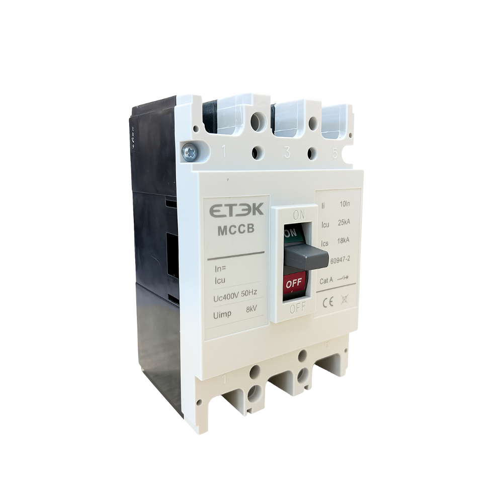 Disjuntor Caixa Moldada Tripolar 150a 200a 250a 25ka Termomagnético Curva C MCCB 3p Etek