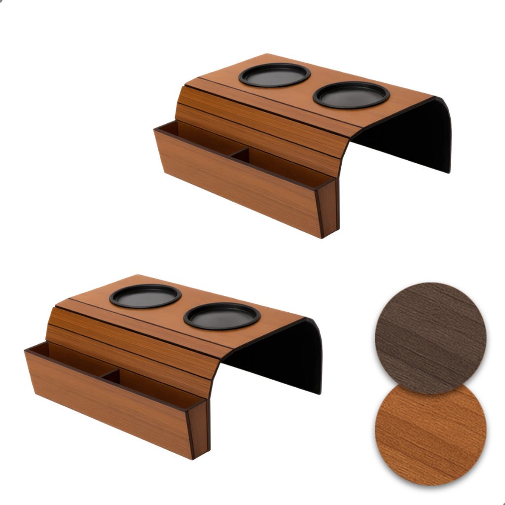 Esteira Apoio Braço Sofá MDF Cru Porta Copo + Porta Controle Remoto Bandeja Decorativa Multiuso