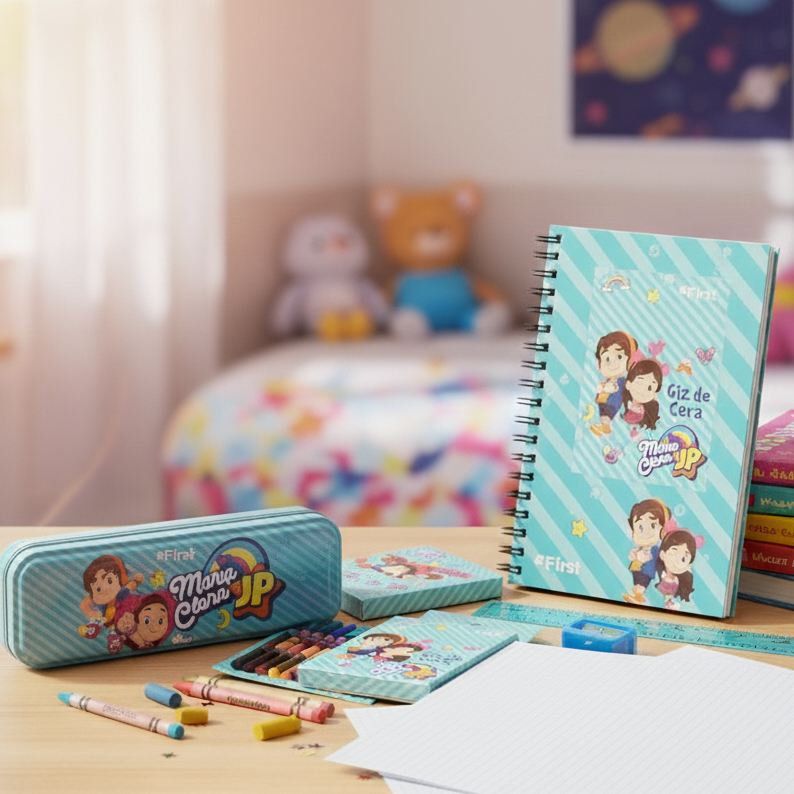 Kit Escolar Completo Maria Clara JP Estojo Mochila Acessorios material Escolar Infantil azul