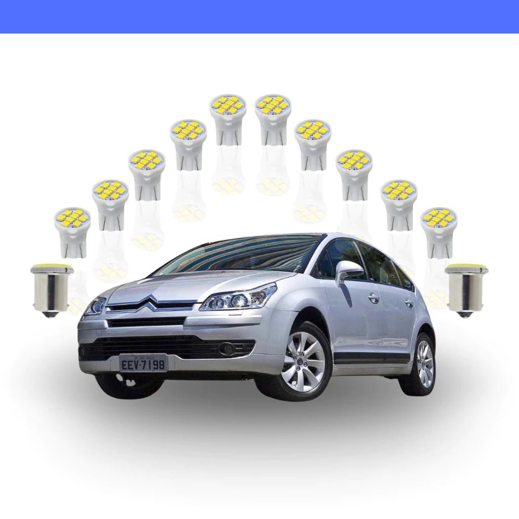 Kit Lâmpada led completo Citroën C4 Hatch 2007 a 2022 ( Teto Farolete placa Ré ) T10 1 Polo 1156 17