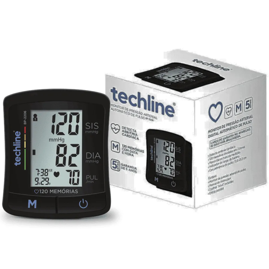 Aparelho medidor de pressão arterial digital de pulso Techline BP-2206