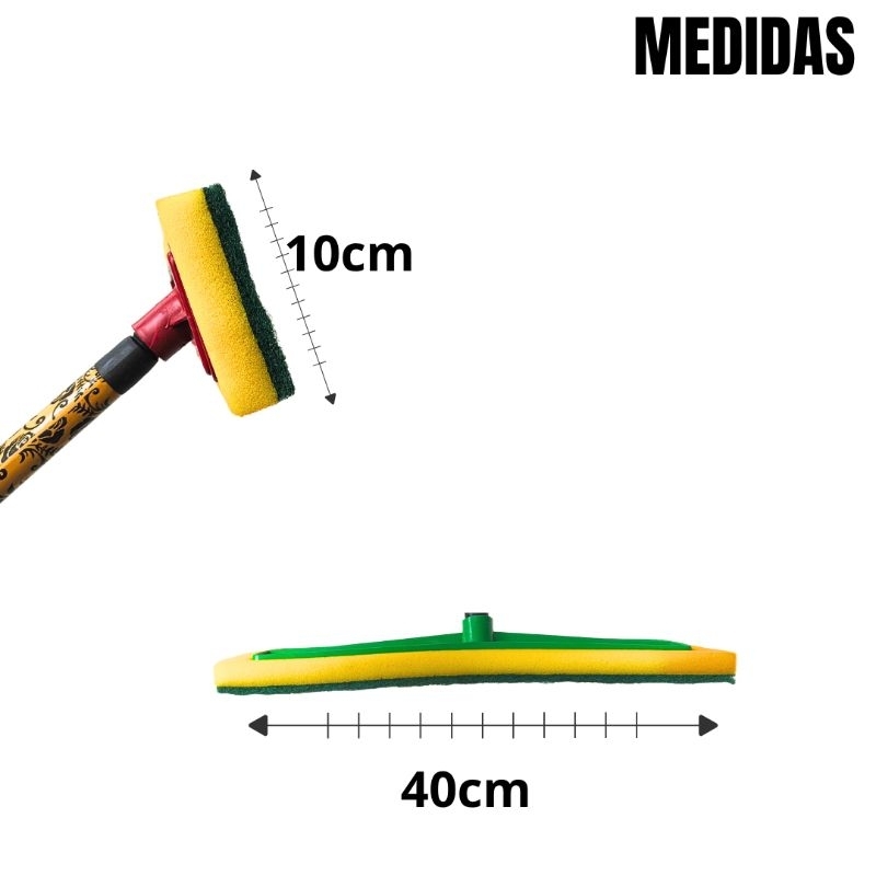 Kit 2 a 6 rodo limpa azulejo big 40cm lava piso esponja abrasiva — imagem 2 de 2
