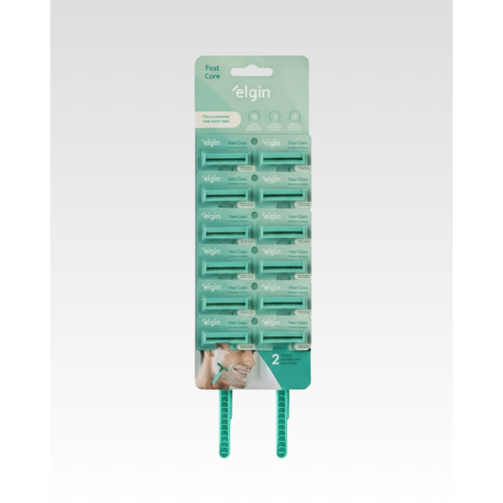 Barbeador Elgin Fast Care 2 Lâminas – Descartável, corte rente, confortável (prestobarba)