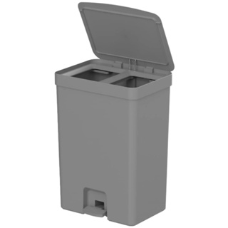 Lixeira Dupla Para Cozinha Banheiro Escritório Esconde Saco Com Pedal Linha Trium Cinza 30 Litros OU em Oferta na Shopee