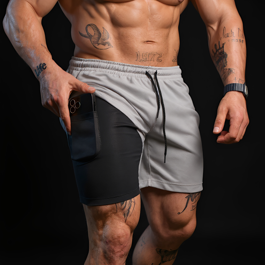 Short RUN 2 em 1 Bermuda Academia Masculina Corrida Treino Com Elastano em Oferta na Shopee