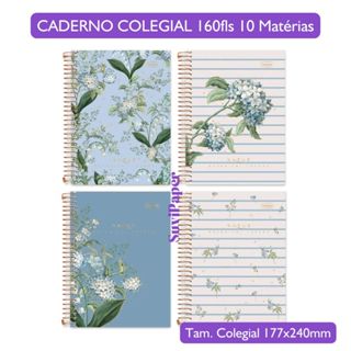 Caderno Colegial Natus Cadersil – 10 Matérias, 160 folhas, Floral Elegante Papelaria Premium em Oferta na Shopee