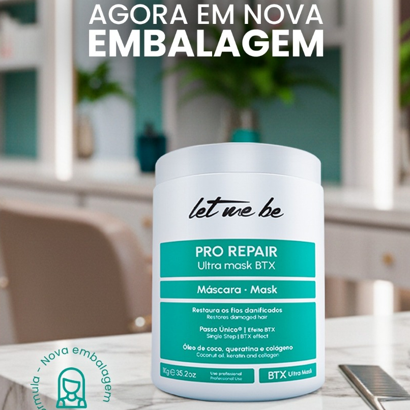 Let Me Be - Btx Sem Formol Pro Repair 1kg Passo único - Reparação de fios danificados em Oferta na Shopee