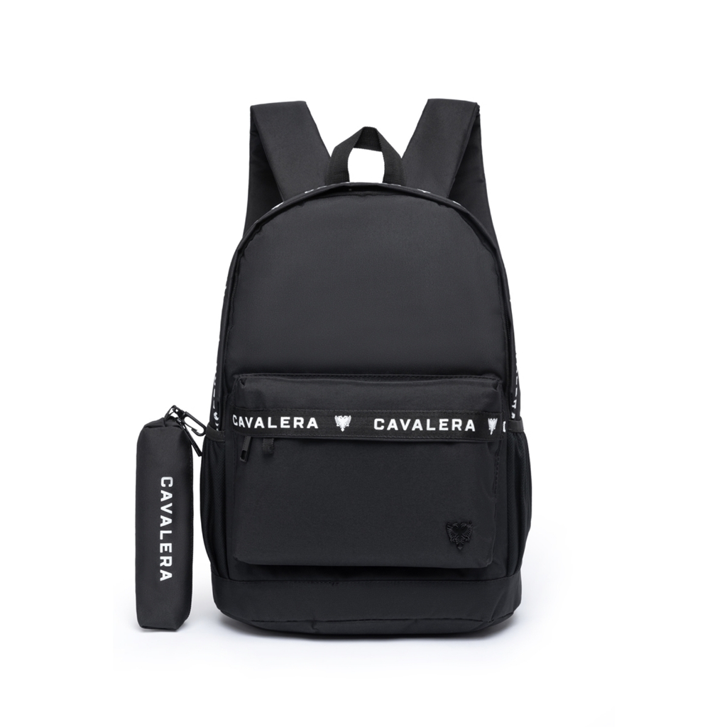 Kit Mochila Estojo Cavalera Escolar Faculdade Preta