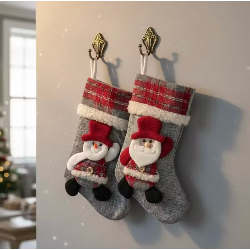 ENFEITE MEIA NATALINA | TAM.: 26x16CM | DECORAÇÃO ÁRVORE DE NATAL | PAPAI NOEL | ANO NOVO | FESTA | ARTIGOS